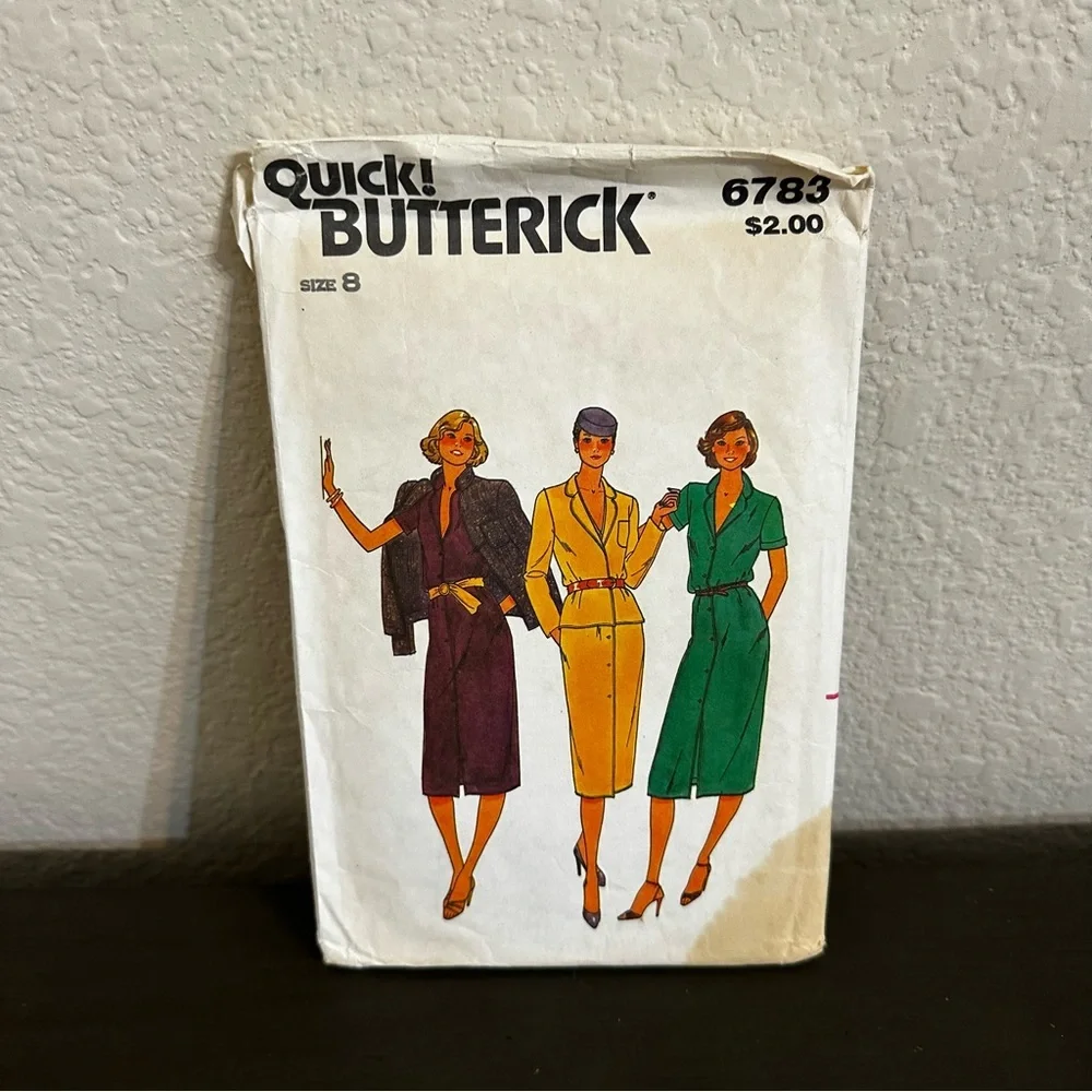 Vintage Sewing Pattern Quick Butterick Skirt Dress Jacket Suit Size 8 70s 80s
